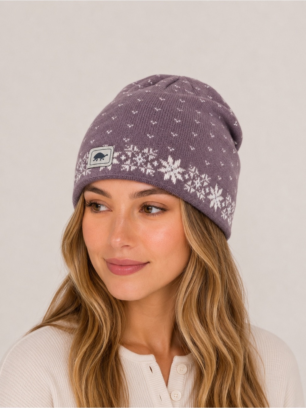 Turtle Fur Flurry-mink knit beanie with fleece lining